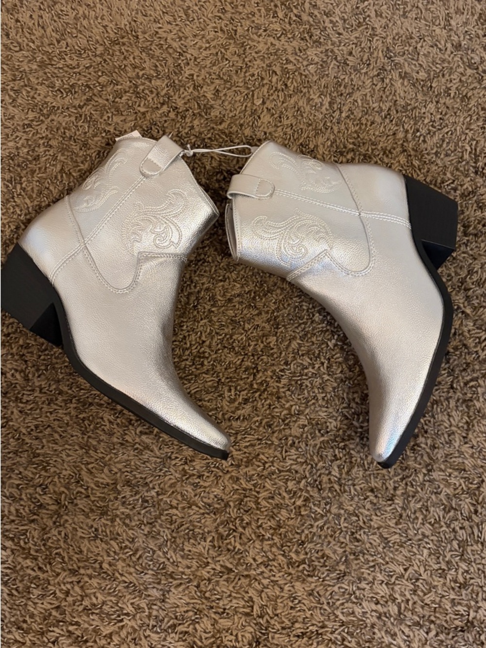 Old Navy Metallic Silver Western Ankle Booties